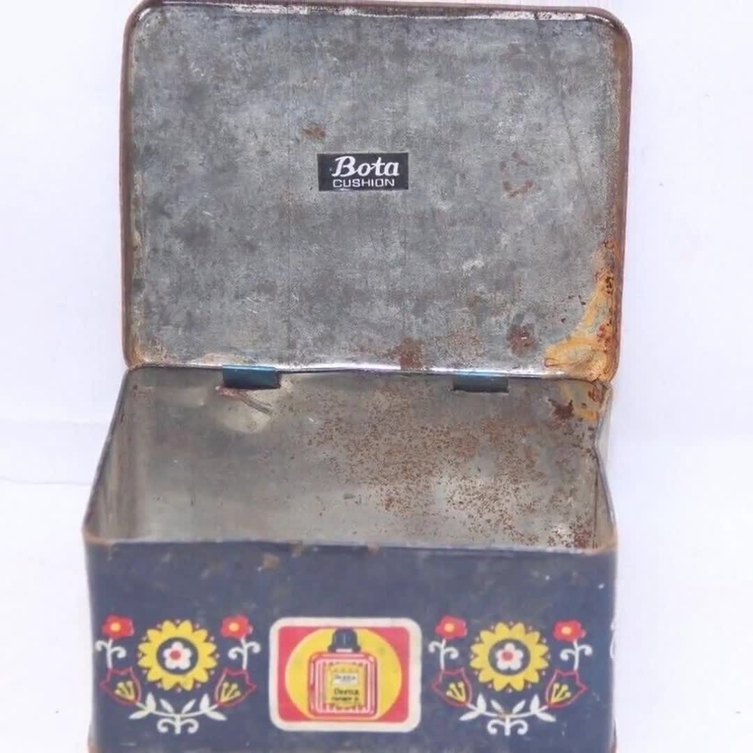 Vintage Indian Veena Tin Box: Scent of Flowers Perfume Collectible